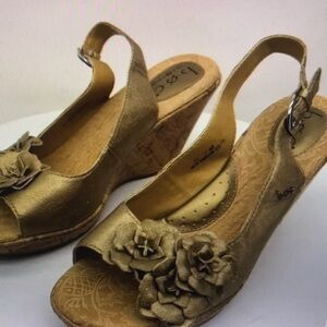 BOC Women's Metallic Wedge Sandals